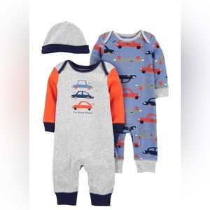 Nwt carter’s 3 piece cars  jumpsuit set 6-9 months